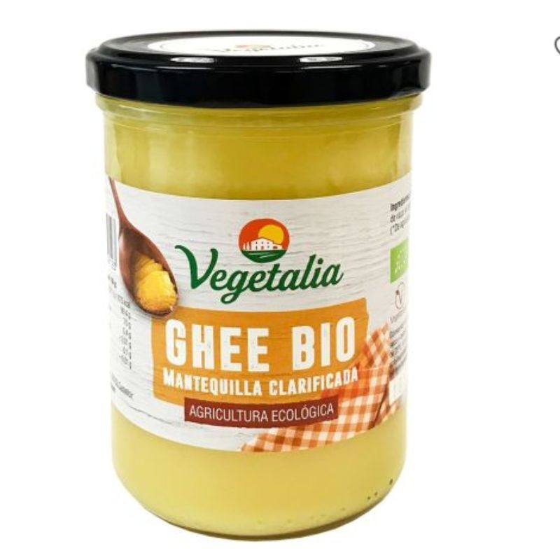Tarro de vidrio con rosca de mantequilla clarificada o Ghee de Vegetalia ecológica